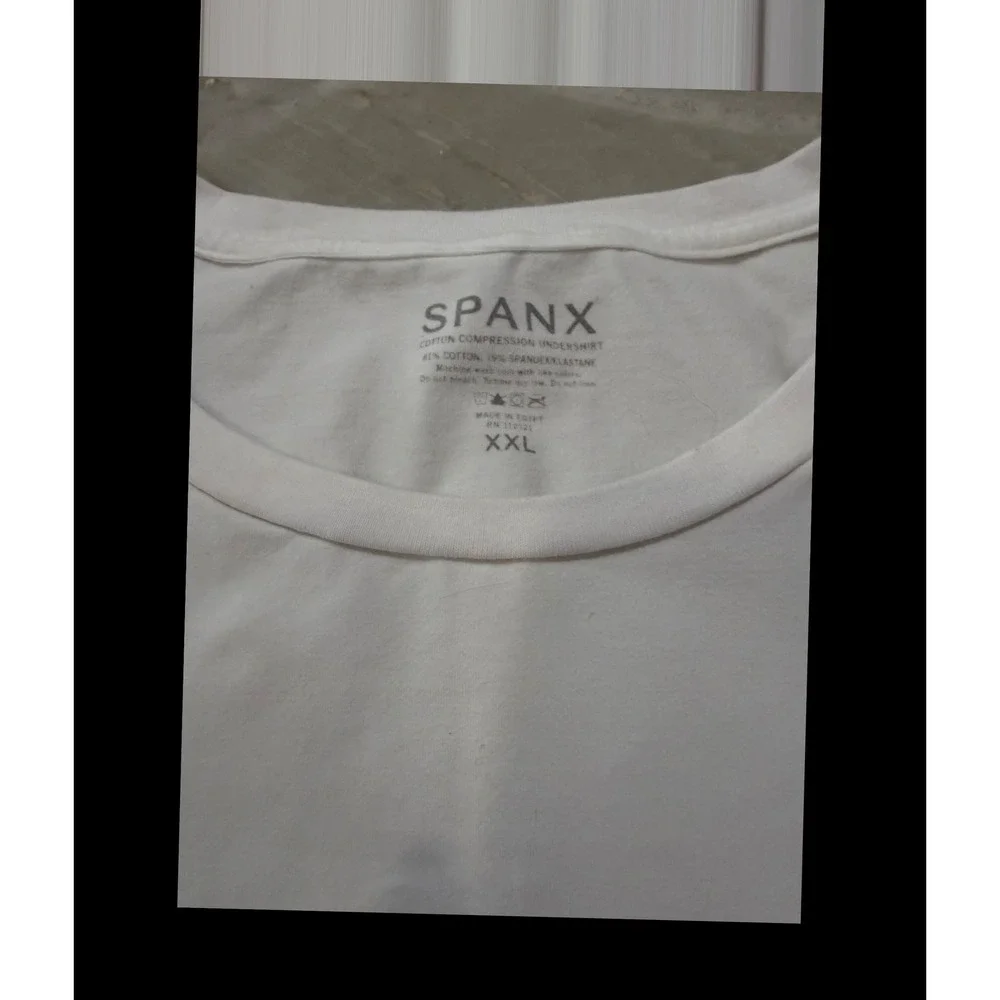 Spanx Men Cotton Compression Short Sleeve Crew Neck Undershirt White - 2XL